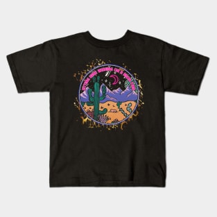 Sitting Here Wishing On A Neon Star Leopard Design Cactus Mountains Kids T-Shirt